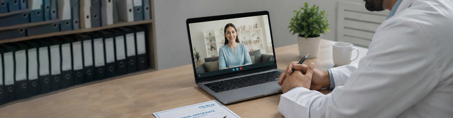 Doctor providing a bulk billed online medical certificate after a telehealth consultation