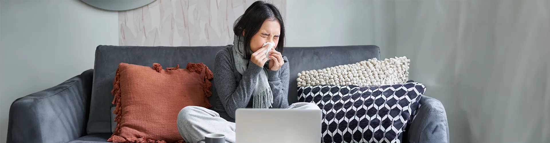 Patient using a smartphone to request an electronic prescription for seasonal allergy symptoms during an online consultation