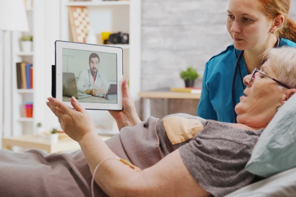 Person requesting a carer's certificate from a doctor during an online consultation